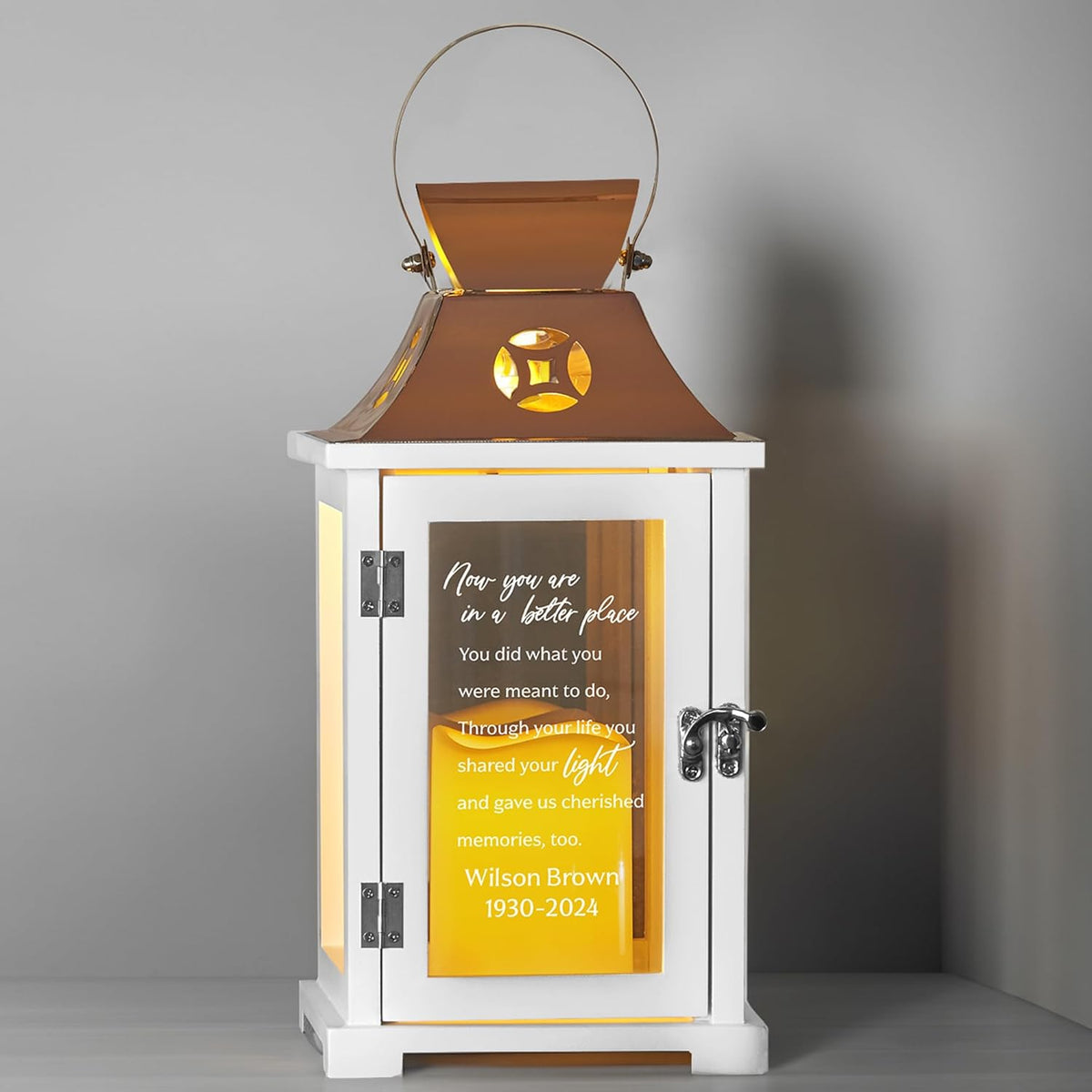 Let's Make Memories Personalized Memorial Lantern - Sympathy - Condolences - LED Candle - Automatic
