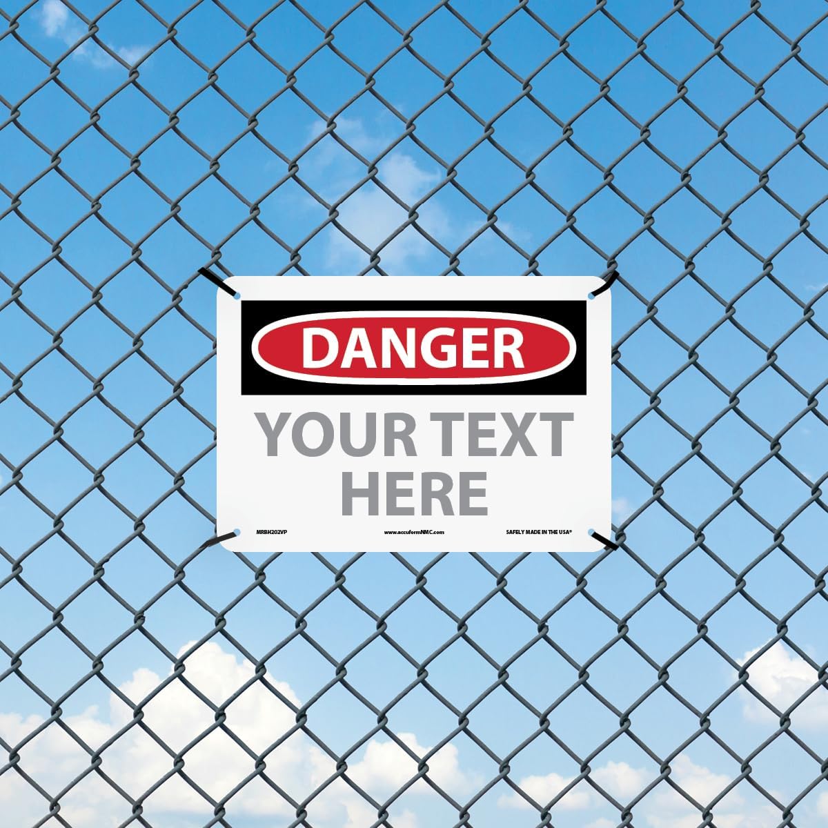Custom OSHA Style Danger Sign 7" x 10" Plastic Sign, Customizable "Your Text Here", by AccuformNMC