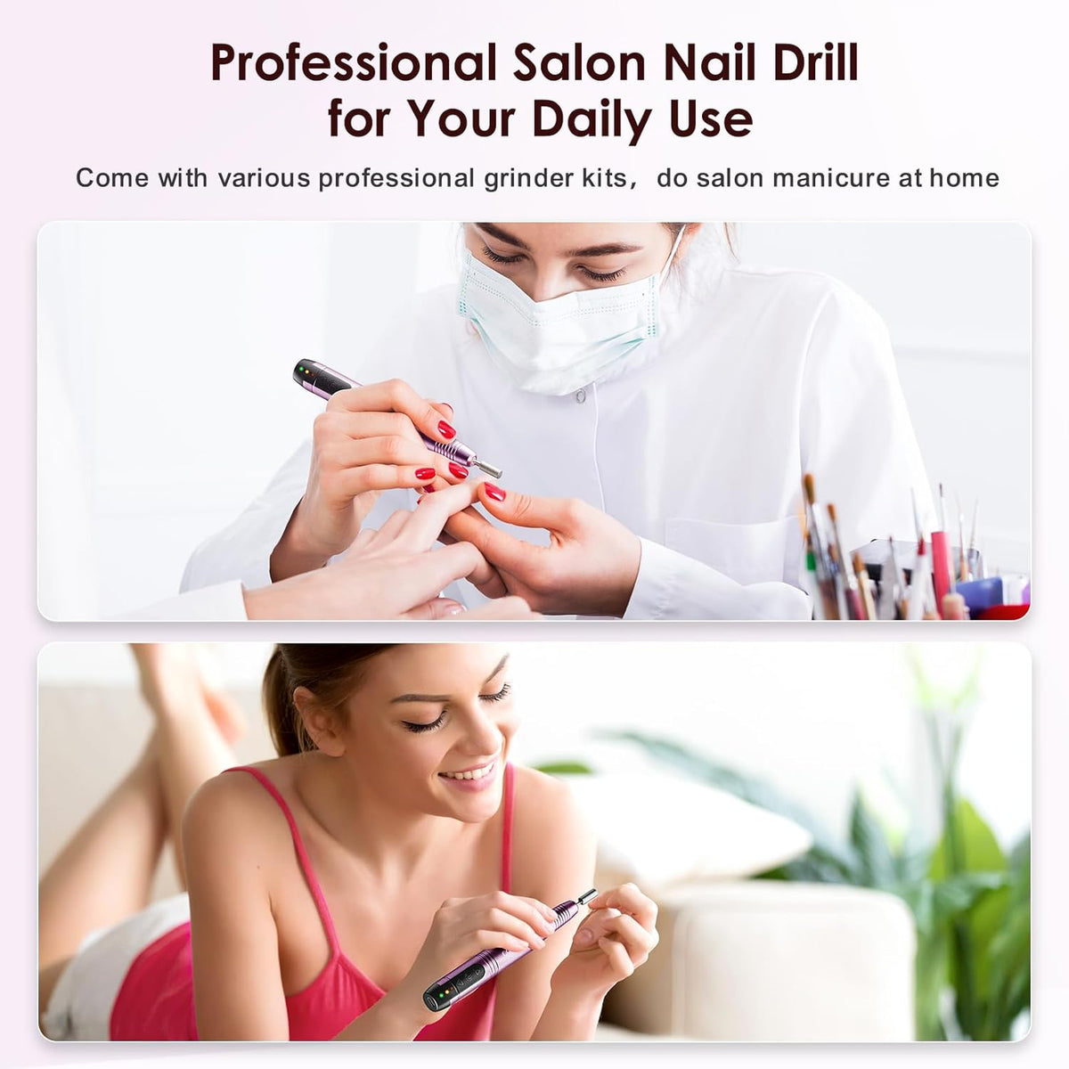 COSLUS Cordless Nail Drill Electric File: Professional for Acrylic Gel Dip Powder Nails Portable