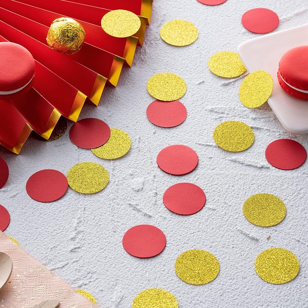 Gold and Red Confetti Table Decoration for Birthday Wedding Graduation Retirement Theme Party,1.2