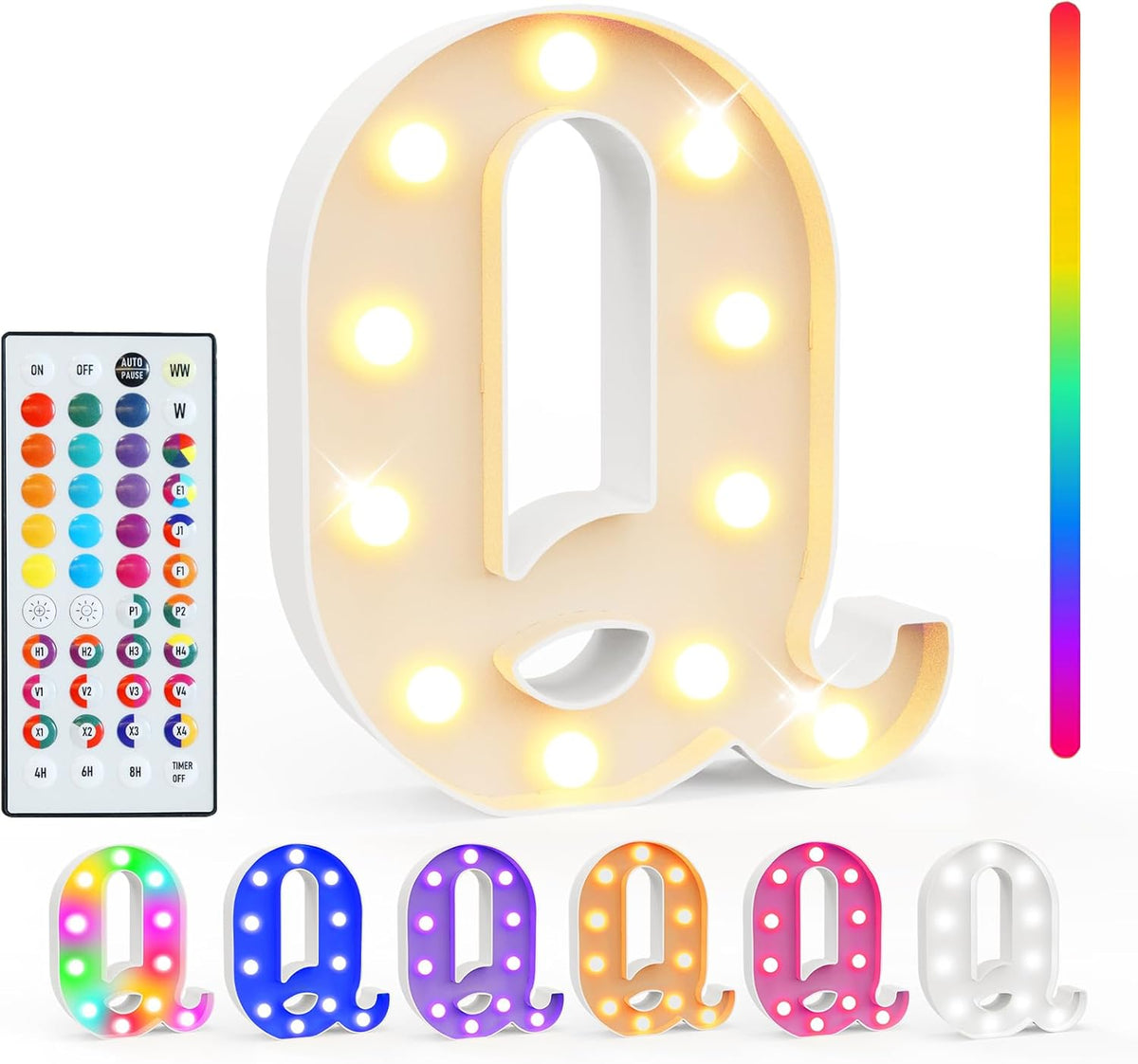 Pooqla Colorful Light Up Letters with Remote, Upgraded 35 Colors LED Marquee Letters, RGB Lighted