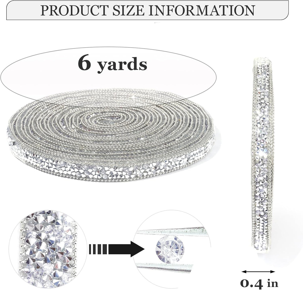 Rhinestone Ribbon 6 Yards Self Adhesive Rhinestone Strips Diamond Ribbon Sticker Crystal Roll
