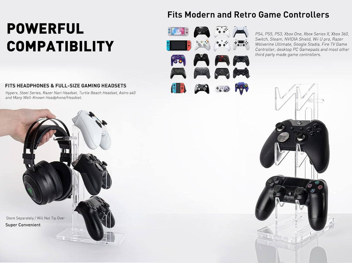 OAPRIRE Universal 3 Tier Controller Stand and Headset Stand for XBOX ONE X SWITCH PS4 PS5 PC