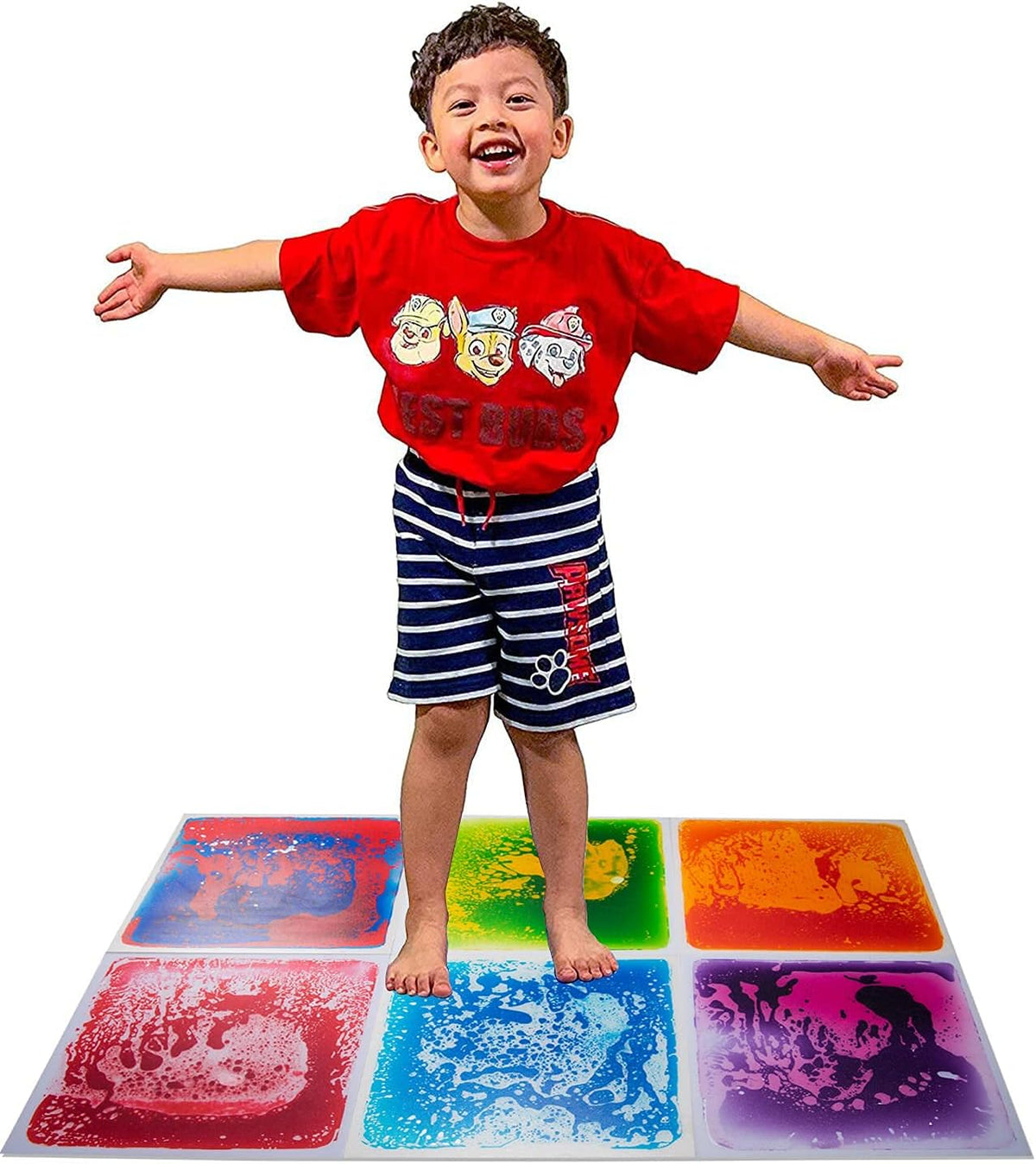 Art3d 6-Tile Sensory Room Tile Multi-Color Exercise Mat Liquid Encased Floor Playmat Kids Play