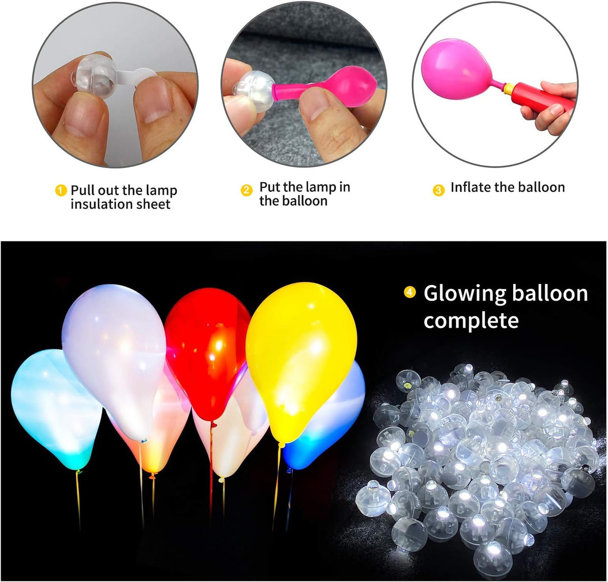 50pcs White LED Balloon Lights, Tiny Led Lights Mini Round LED Ball Lamp for Paper Lantern