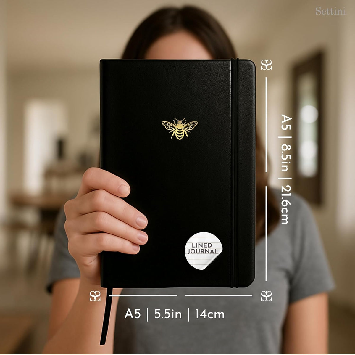 SETTINI Lined Journal, Ideal for Journaling - A5 Vegan Leather Notebook, 192 Archival-Quality