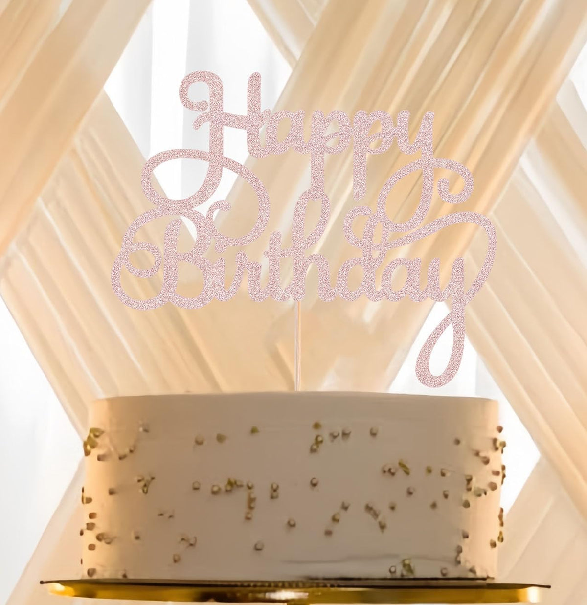 Happy Birthday Cake Topper - Rose Gold Glitter Birthday Party Cake Decoration Supplies - Happy