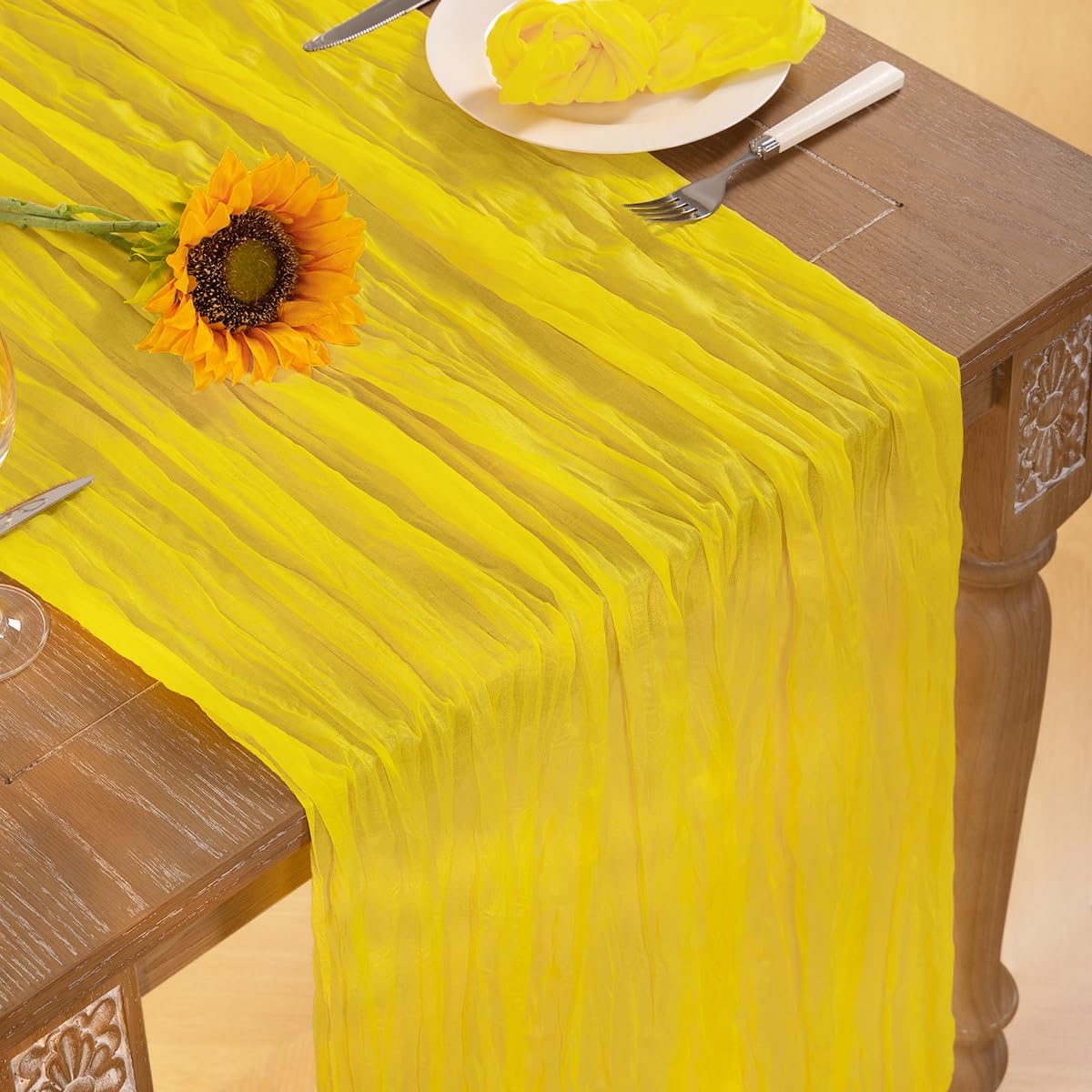 Lemon Yellow Cheesecloth Table Runner Fall Table Runner Boho Gauze 120 Inches Yellow Cheese Cloth