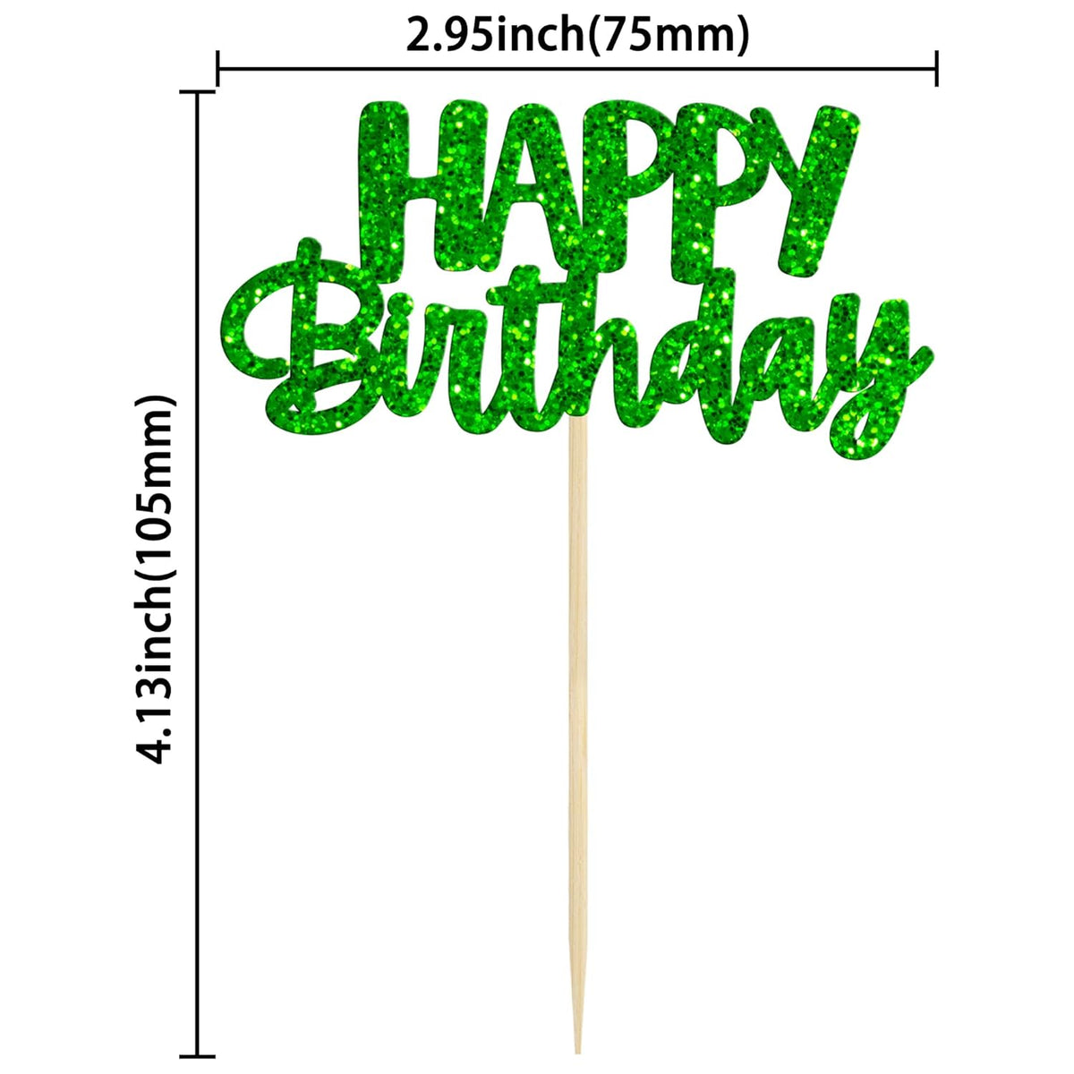 Gyufise 24Pcs Happy Birthday Cupcake Toppers Glitter Birthday Cupcake Food Picks for Celebrating
