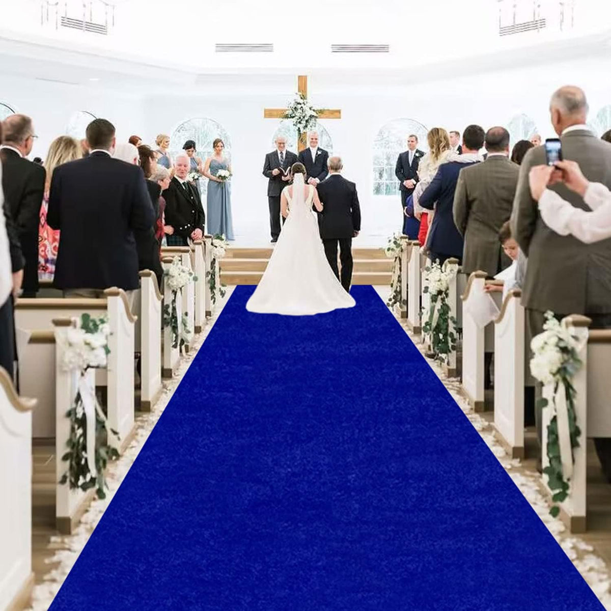MODFUNS Royal Blue Aisle Runner Wedding Runner Aisle 4x25ft Velvet Fabric Carpet Runner for Party