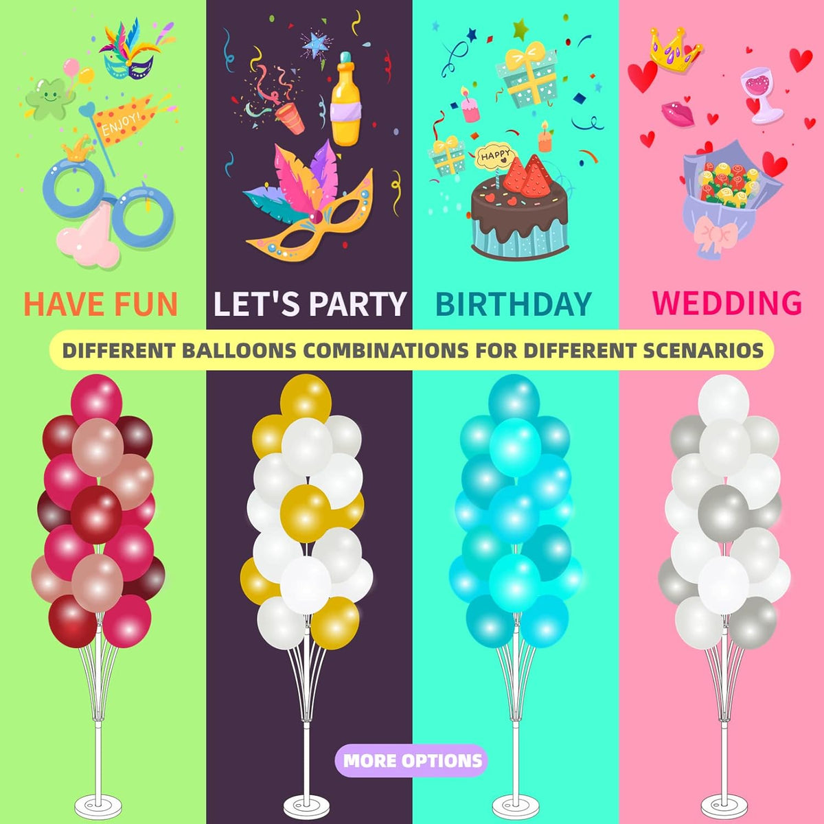 Column Stand Kit Set of 2 - Balloon Stand With Base and Pole, Tower Backdrop Decoration for