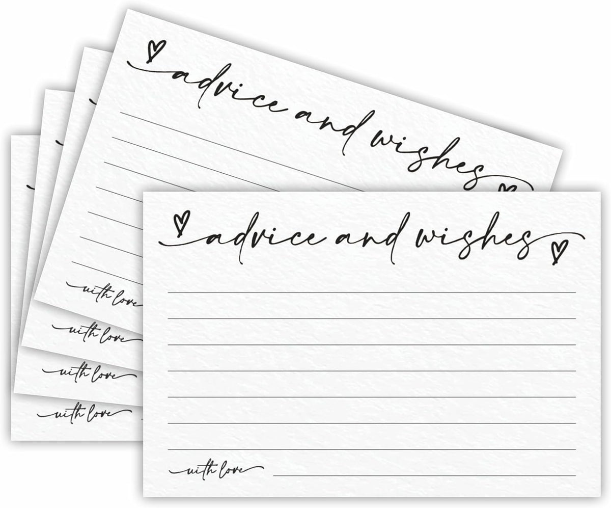 30 Advice & Wishes Cards - Minimalism White - Double Sided Fill-In Advice Cards For Bridal