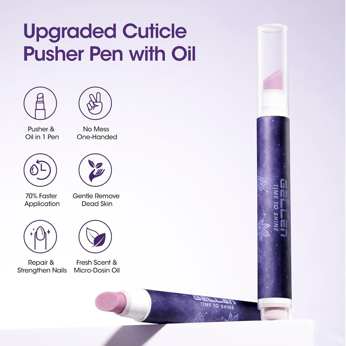 Gellen 4-in-1 Cuticle Pusher Pen with Micro-Dosin Oil, Cuticle Remover & Cuticle Oil in a Pen