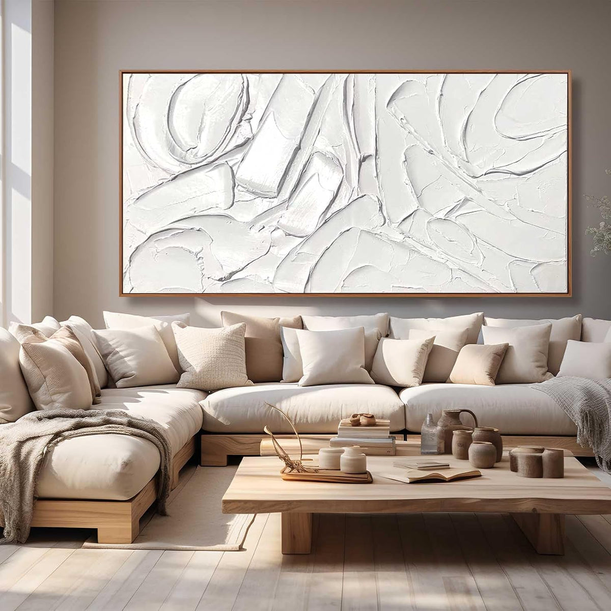 XIANSHOU Abstract Canvas Wall Art Simple Wall Pictures Textured Wall Decor 36"x70" Wall Decorations