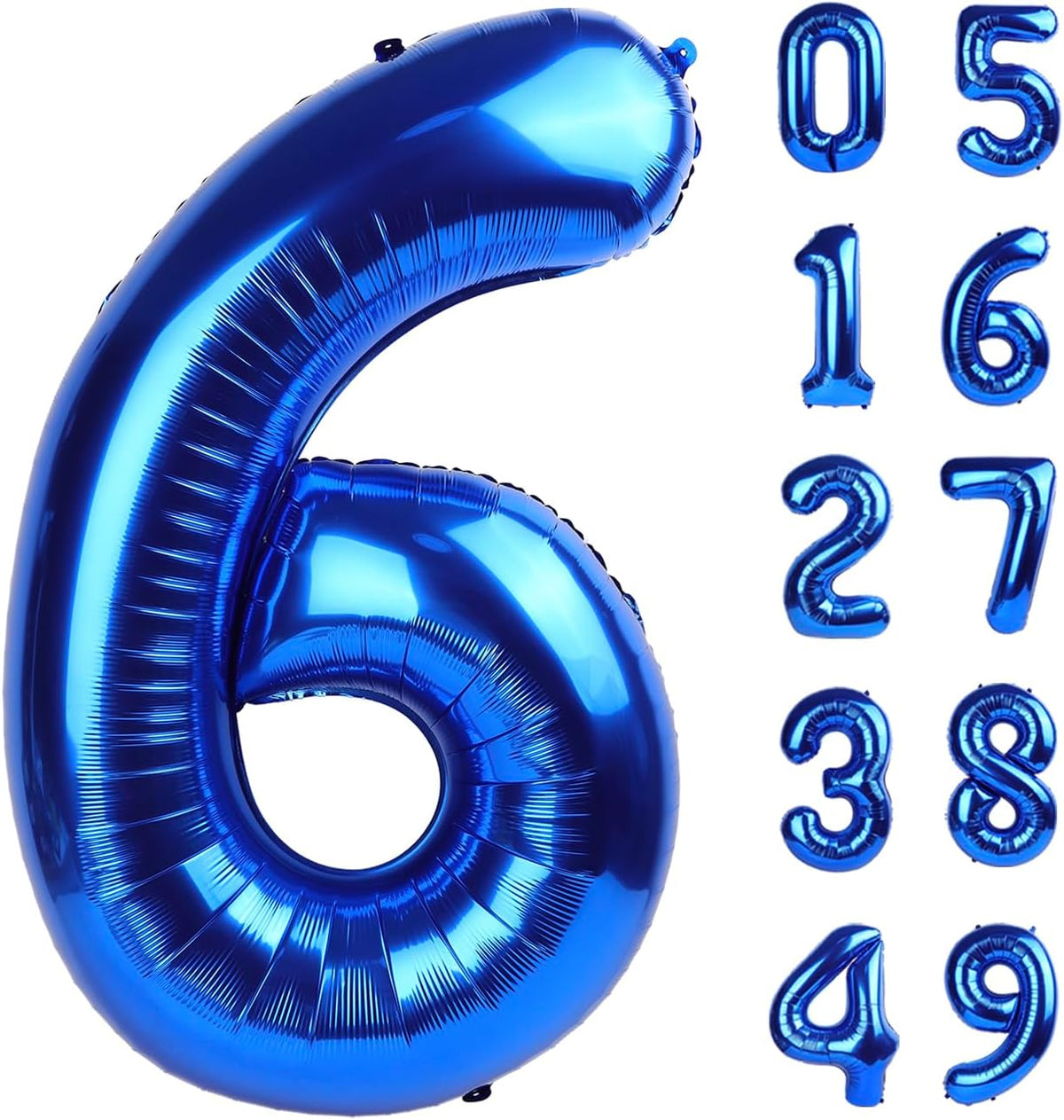 Navy Blue Jumbo Number 6 Balloon 40 Inch, Boy Girl 6th Birthday Supplies, Foil Helium 6 16 26 46 66