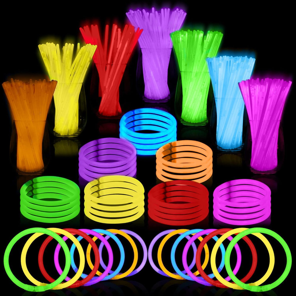 PartySticks Glow Sticks 800 pack - 8 Inch Glow in The Dark Light Up Sticks Party Favors, Glow Party