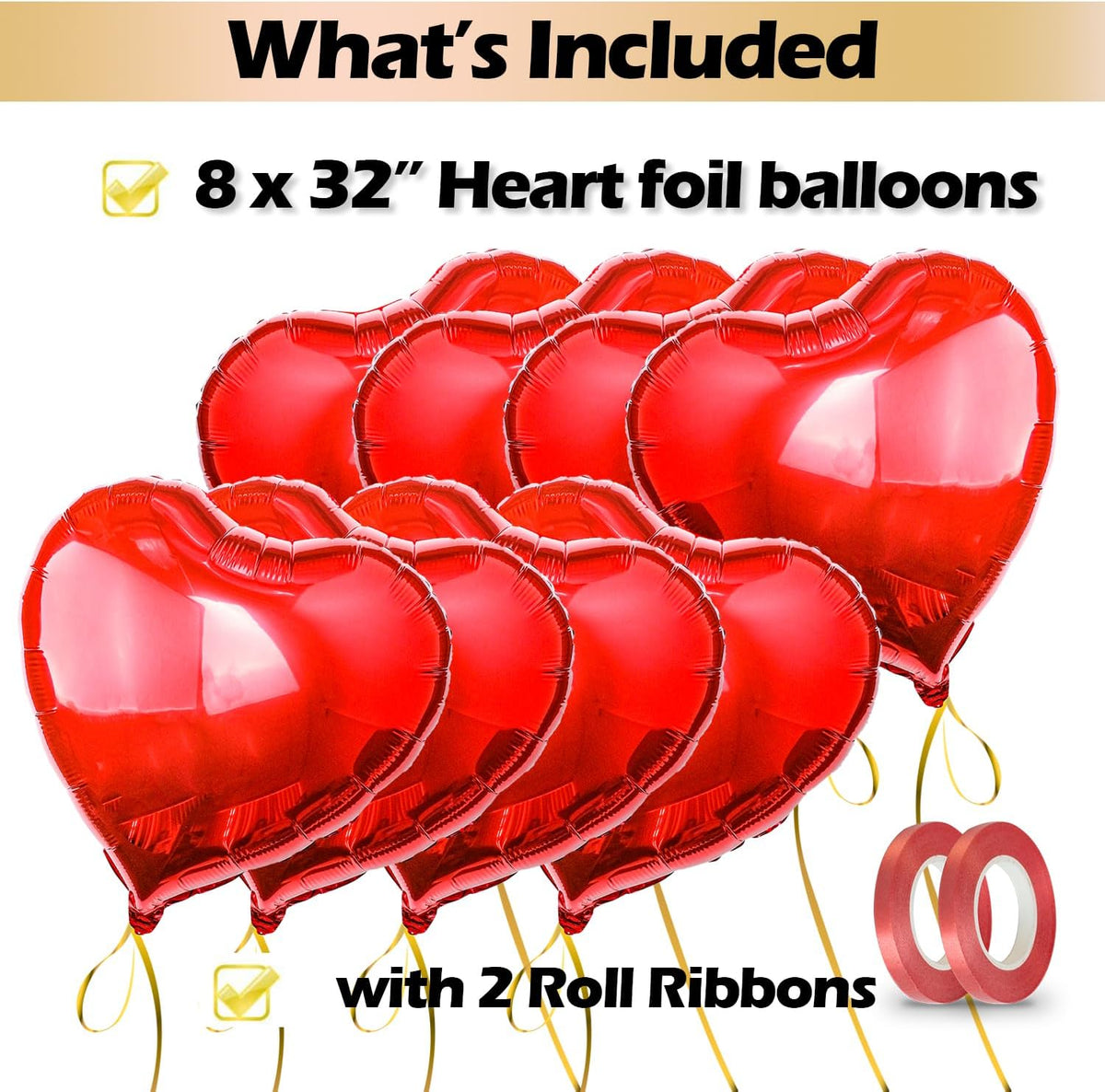 Big Red Heart Foil Balloons, Big Giant Jumbo Heart Shaped Mylar Aluminium Decoration for Girl
