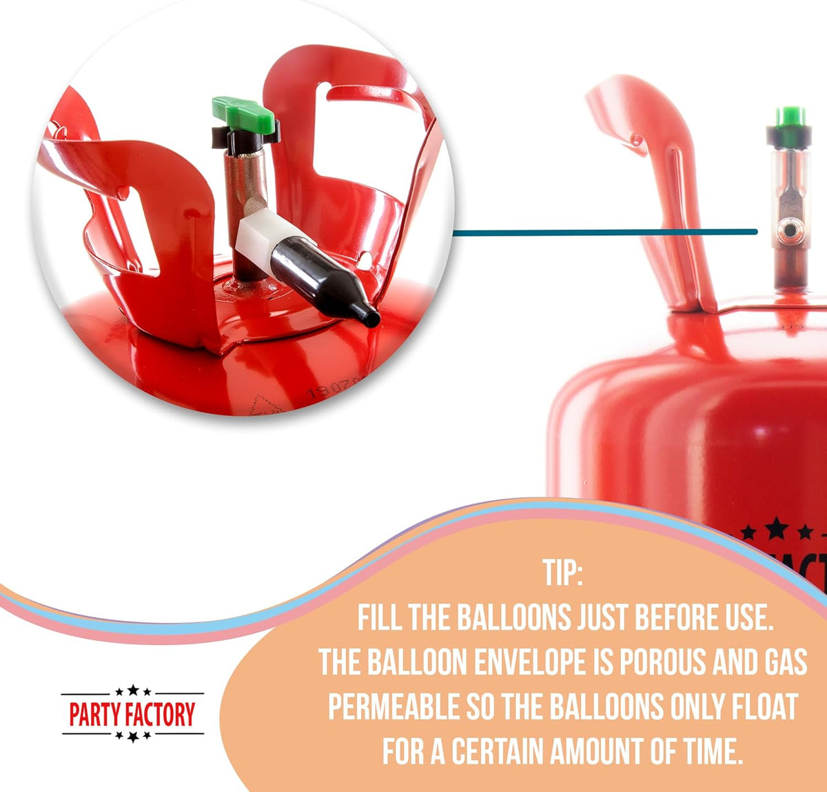 Party Factory Helium bottle for up to 50 Balloons incl. Latexballoons, Helium Cylinder 14 cu. ft.