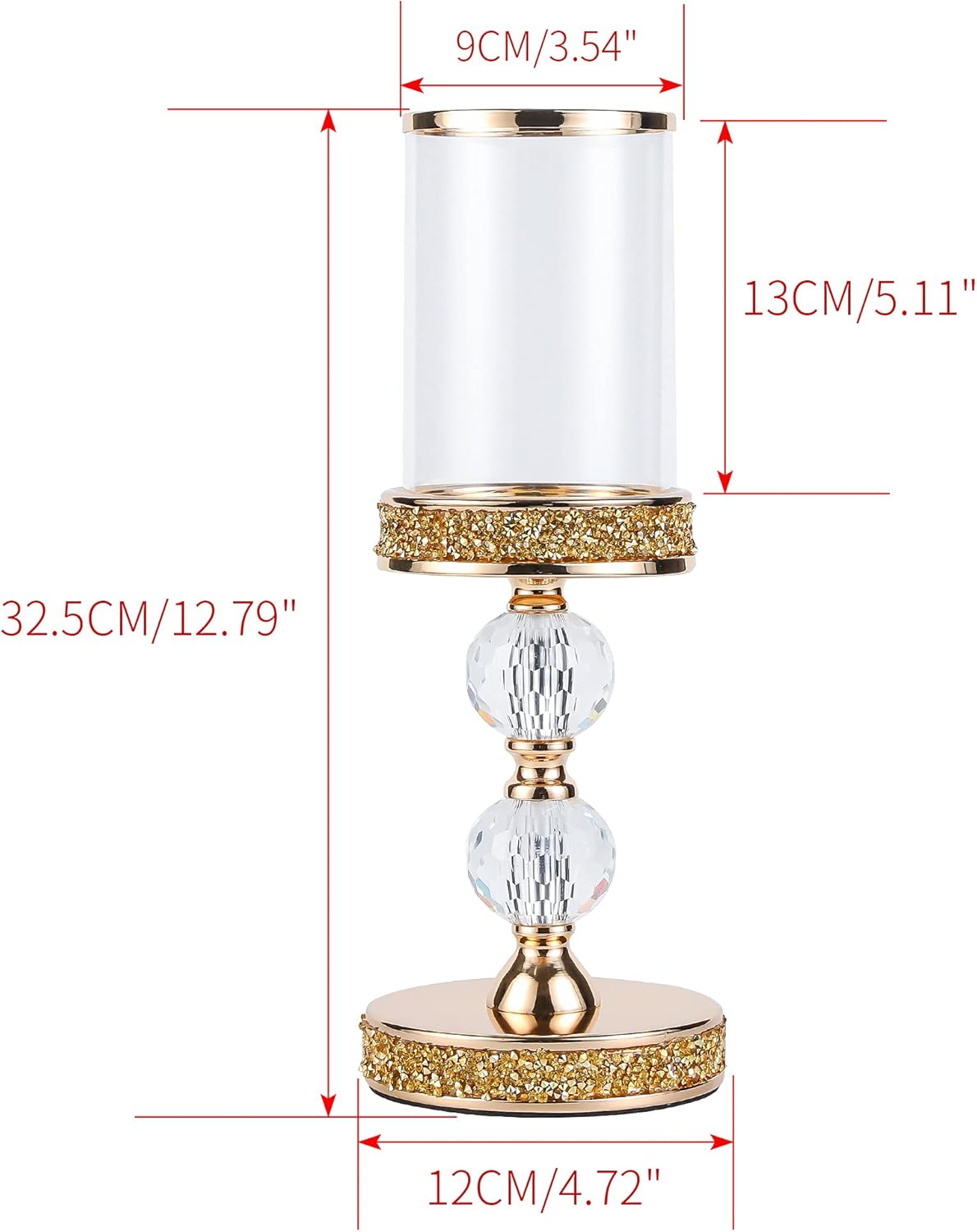 Pillar Candle Holder, 13 Inch Crystal Candlesticks for 3''X5'' Candles, Dining Coffee Table Decor