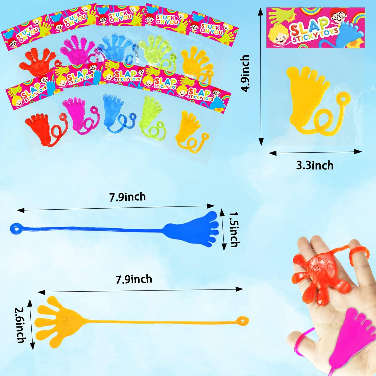 Bulk Party Favors Goody Bag Stuffers for Kids (200 PCS), Halloween Large Sticky Hands & Feet Pinata