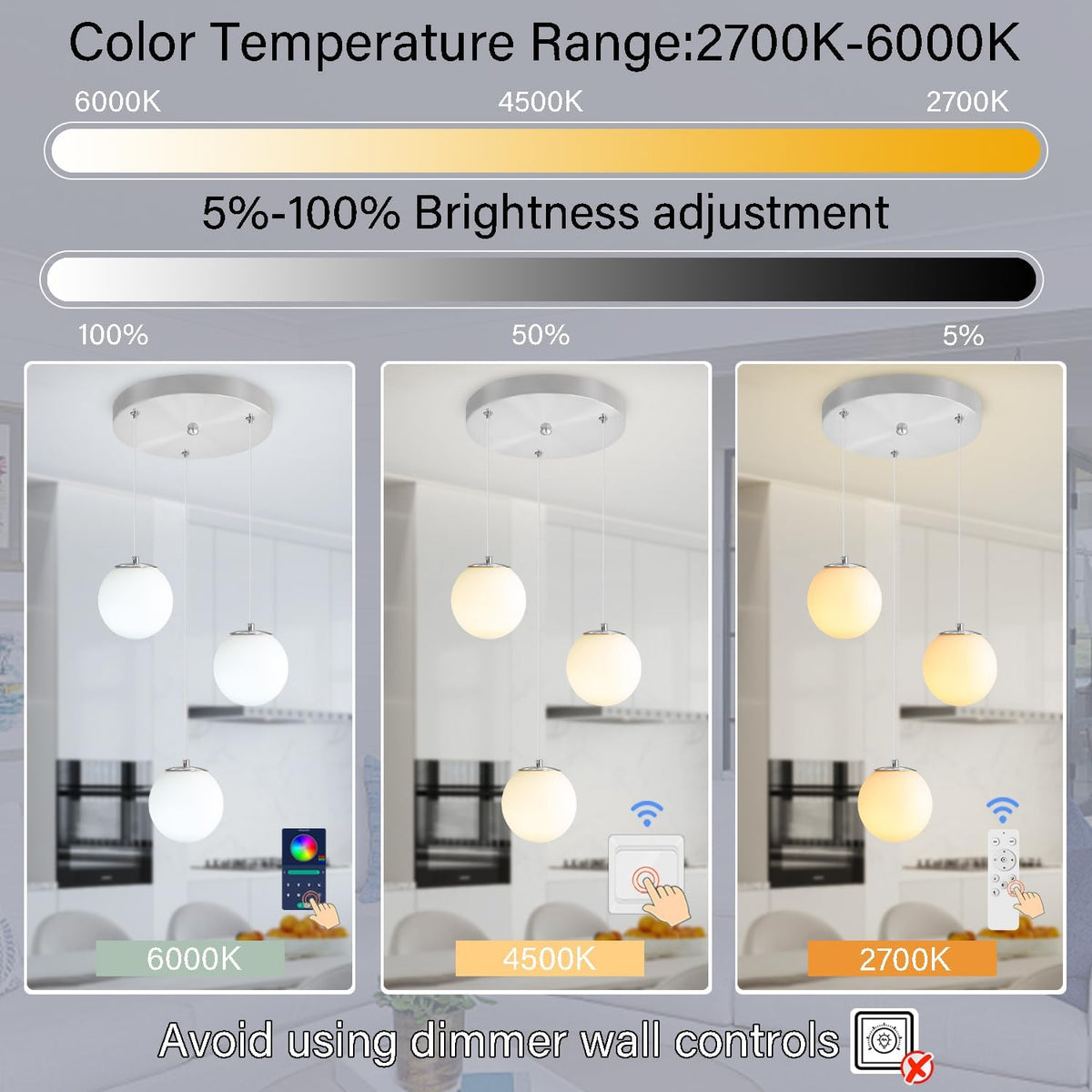 Globe Glass Pendant Light Modern Silver White Globe Glass Chandelier Mid Century Chandelier 3-Light