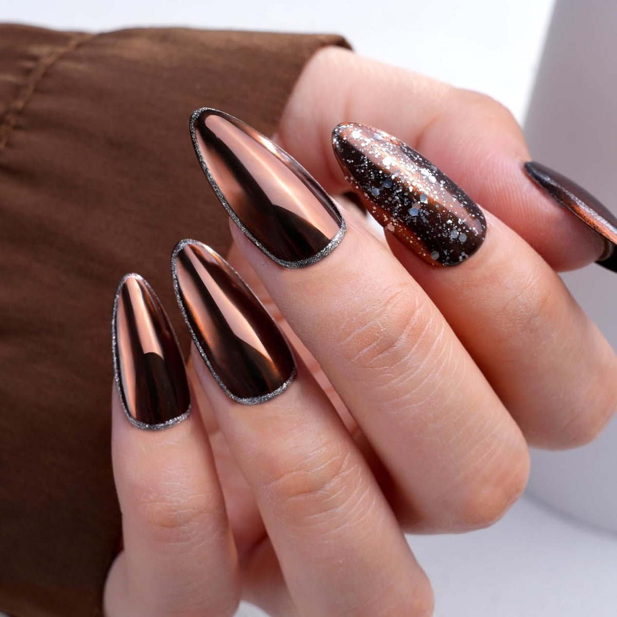 Pretty Diva Chrome Nail Powder - Coffee Chocolate Effect Nail Art Mirror Chrome Nail Powder, Brown