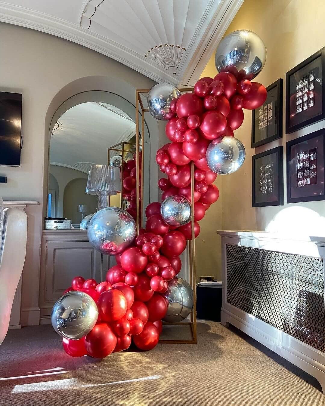 6 Pack Silver 22 Inch 4D Foil Balloons Big 360 Degree Round Sephere Mylar Balloons Mirror Finish