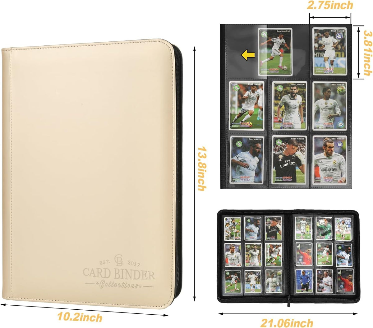 Trading Card Binder, Card Collection Binder Album Folder with 540 Side Loading Pockets, 9 Pocket