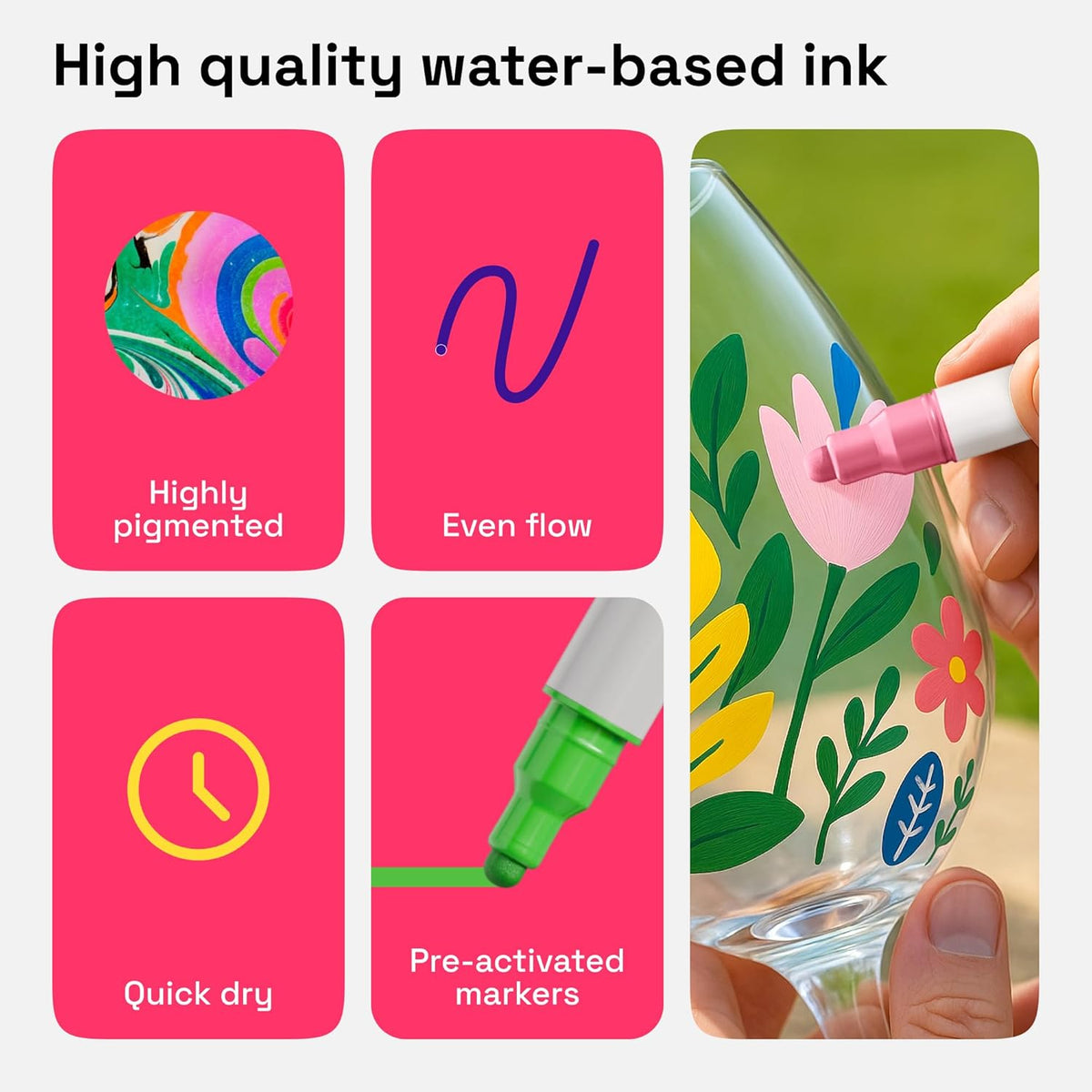 ARTISTRO Vibrant Acrylic Paint Markers for Rock, Fabric, Glass, Wood, Paper, Ceramic, Canvas & More