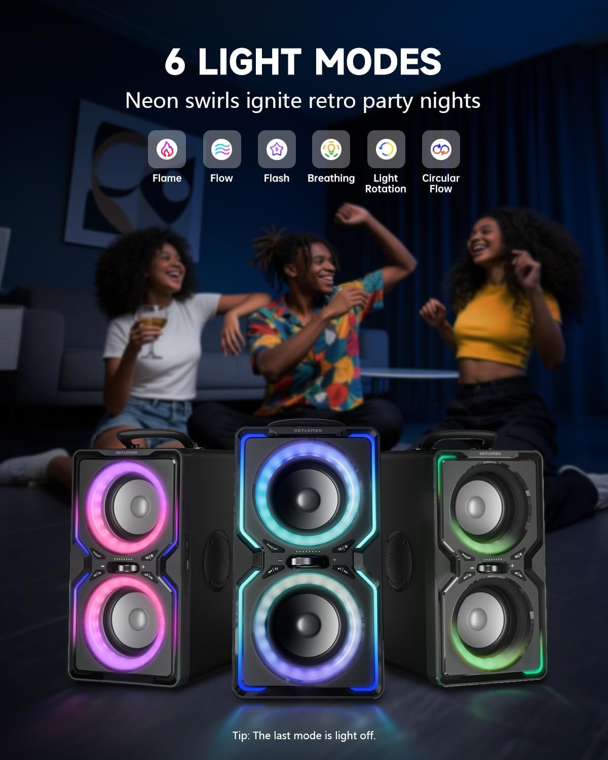 Hotlemon Large Bluetooth Speaker: 240W Peak Powerful Loud Sound with Deep Bass, 15H Playtime, Fast
