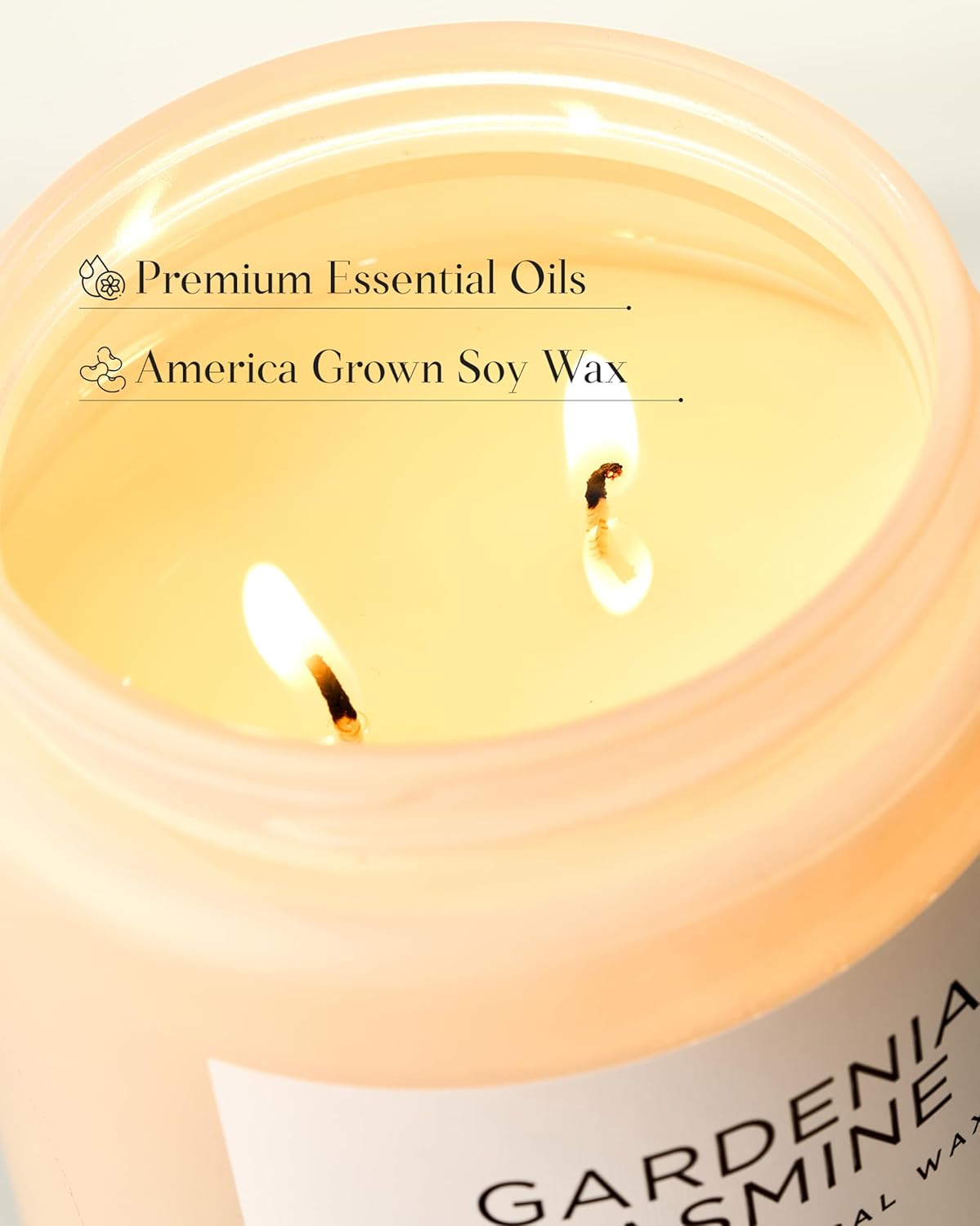 M&SENSE Gardenia Jasmine Scented Candle, 110 Hours Slow Burning Clean Non Toxic 19.4oz 2 Wicks