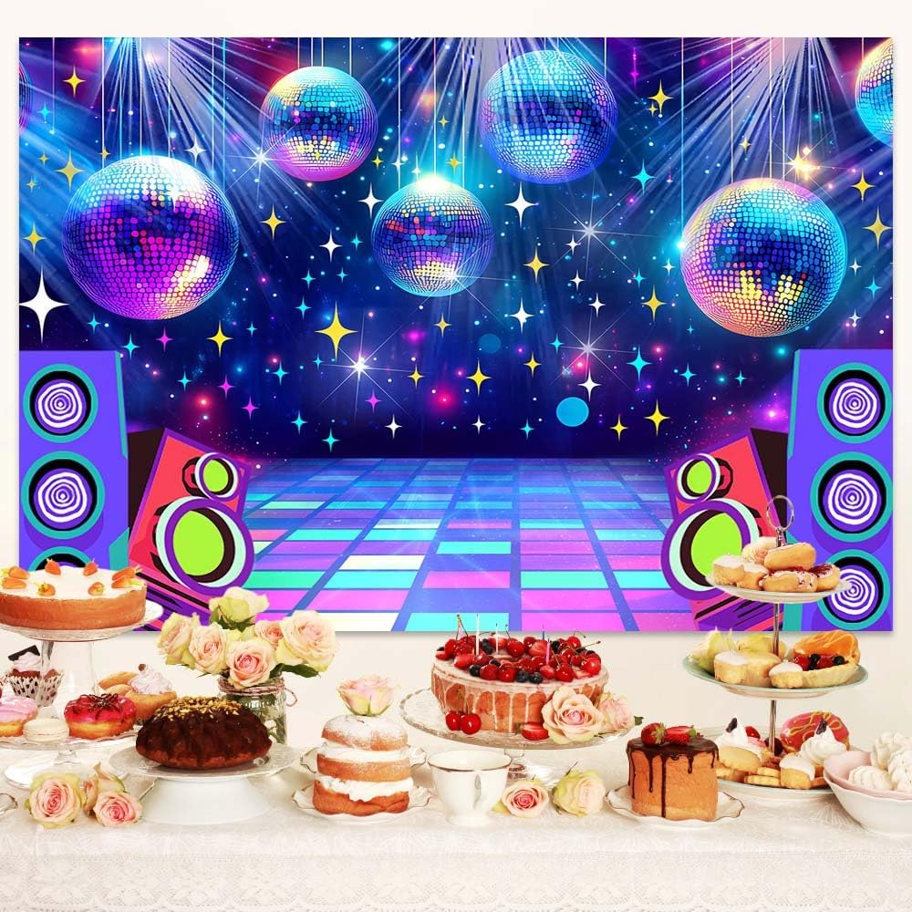 Disco Backdrop 7 x 5 ft Retro Glow Party 70s 80s 90s Theme Stage Dance Background Disco Party