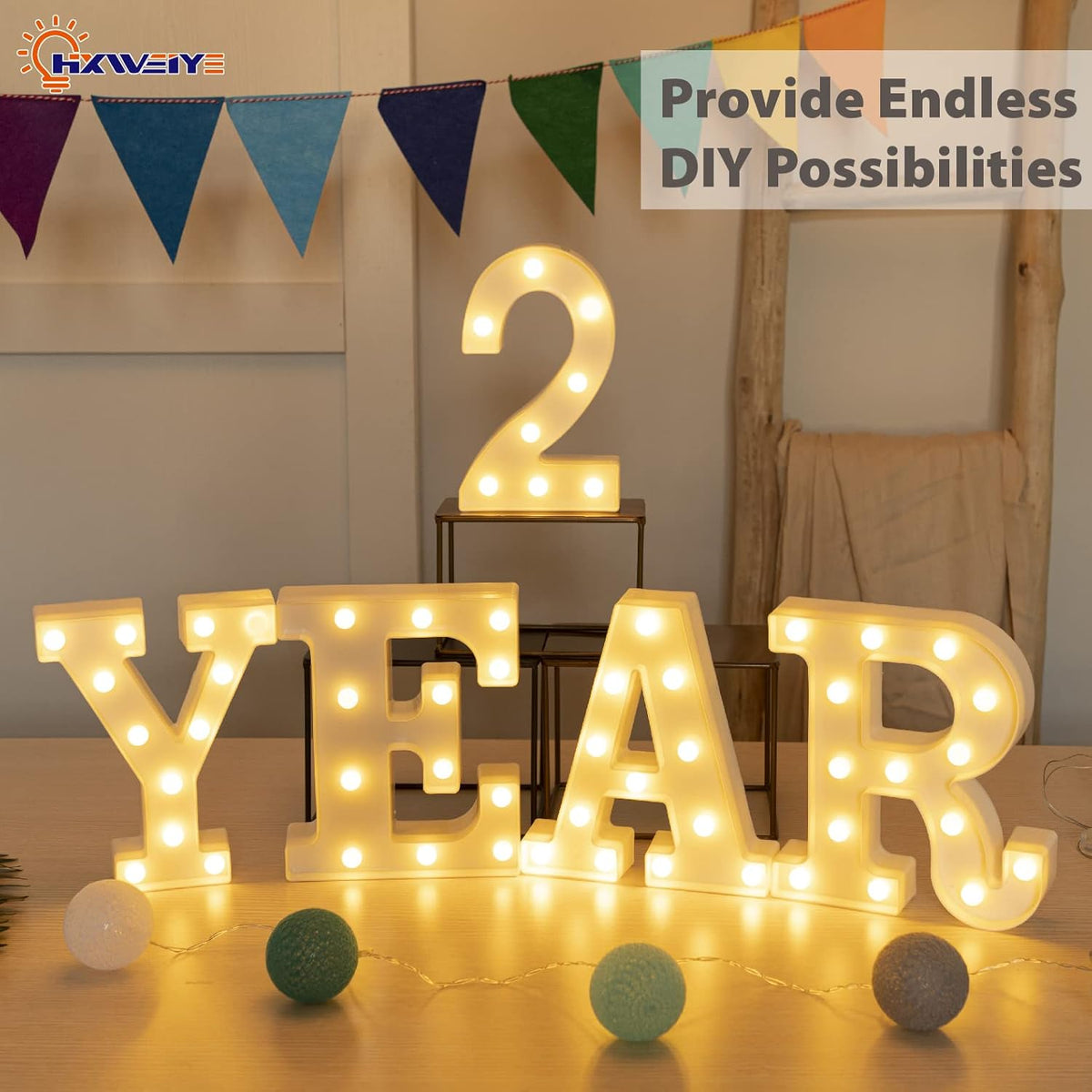 HXWEIYE Light Up Numbers-2, LED Marquee Number Lights Sign 26 Alphabet and 10 Number Big Light Led