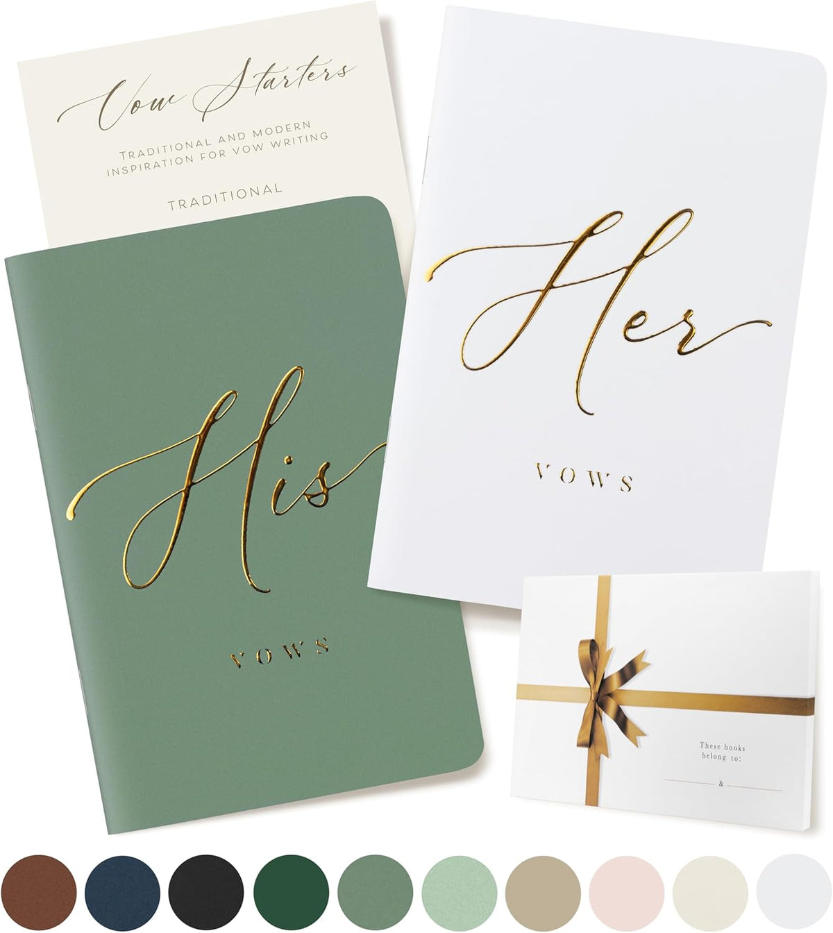 ARTESORI Wedding Vow Book for Her & Him, Soft Touch, Gold Engraving, 28 Lined Pages, Wedding Vow