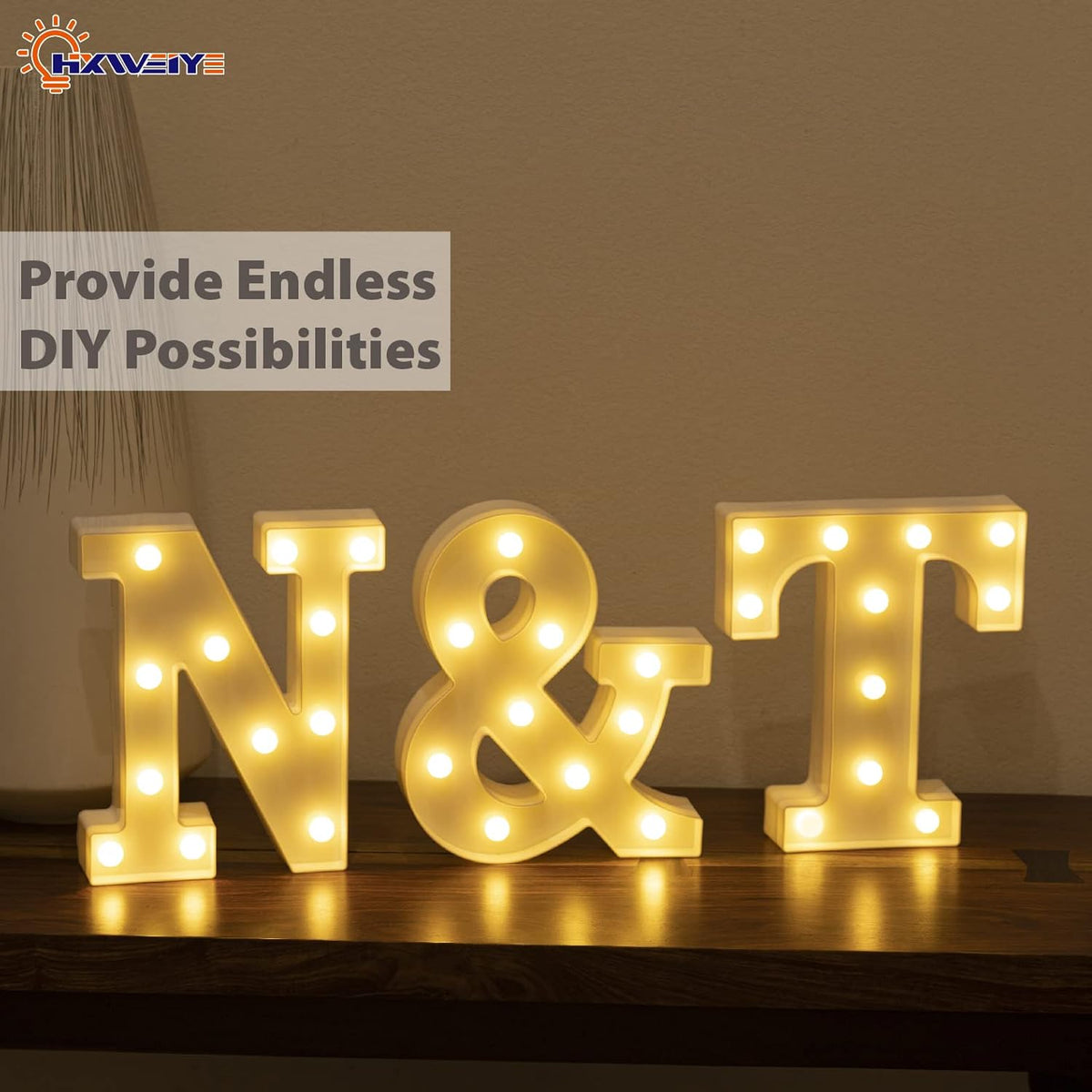 HXWEIYE LED Marquee Letters Lights Sign N, 26 Alphabet 8.57 Inch Light Up Letter and Number 0-9