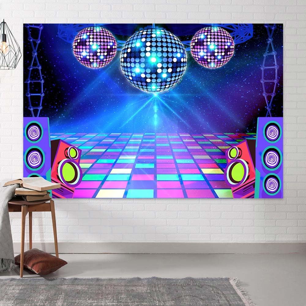 Dance Party Backdrop Retro 80s 90s Theme Stage Dance Ball Music Birthday Party Decoration DJ