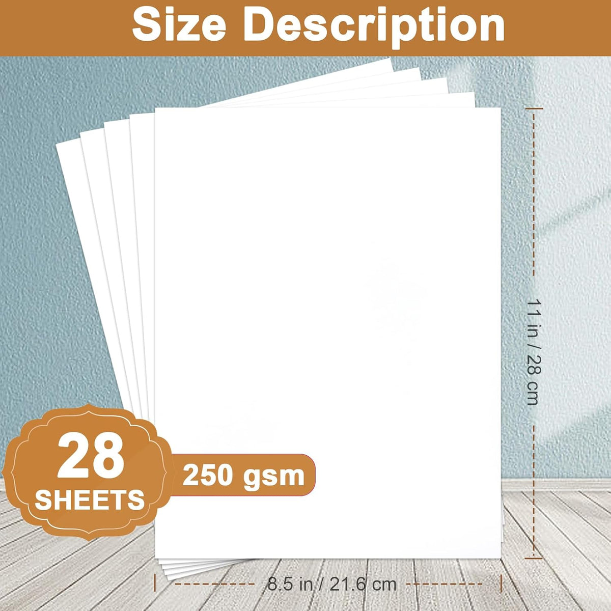 28 Sheets Bright White Cardstock 8.5 x 11 Certificate Paper, 92lb/250gsm White Card Stock Printer