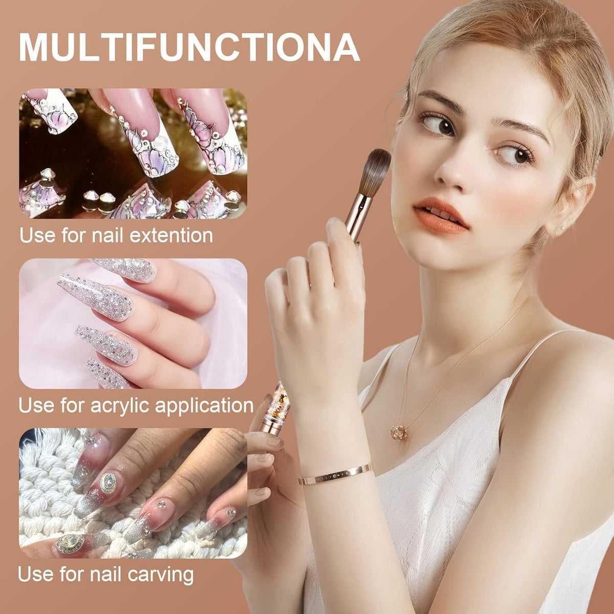 Acrylic Nail Brush Size 12,KEMEISI 100% Pure Kolinsky Nail Art Brushes Sturdy Handle Oval Shaped