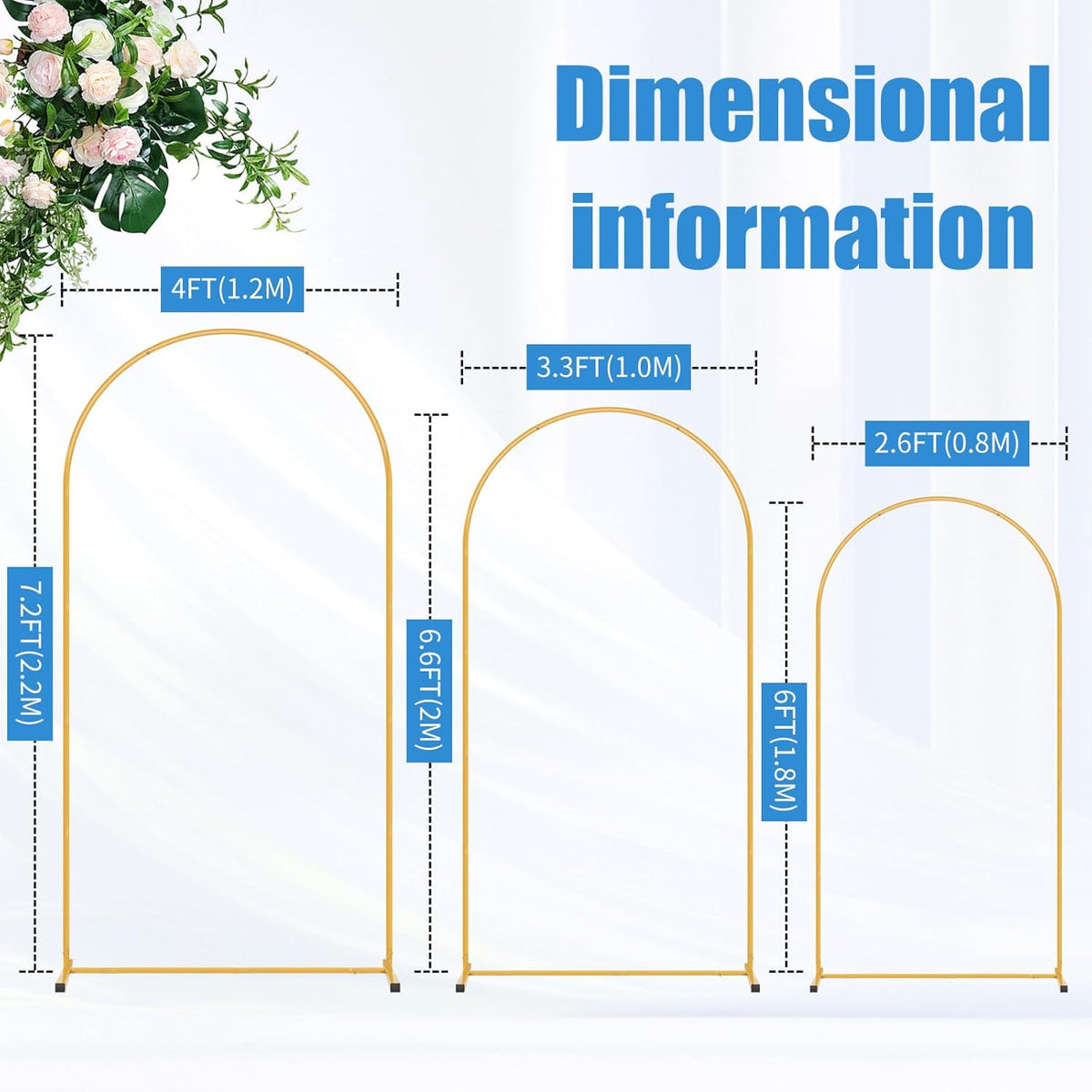 Metal Arch Backdrop Stand Set of 2 (7.2FT/6FT), Easy Assemble Balloon Arch Stand Kit, Decorative