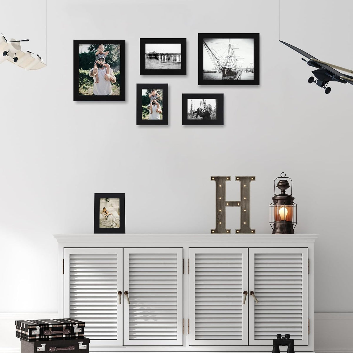 8.5x11 Picture Frame Set of 4, Wood Black Certificate Frame with Real Glass, Photo Frames 8.5 by 11