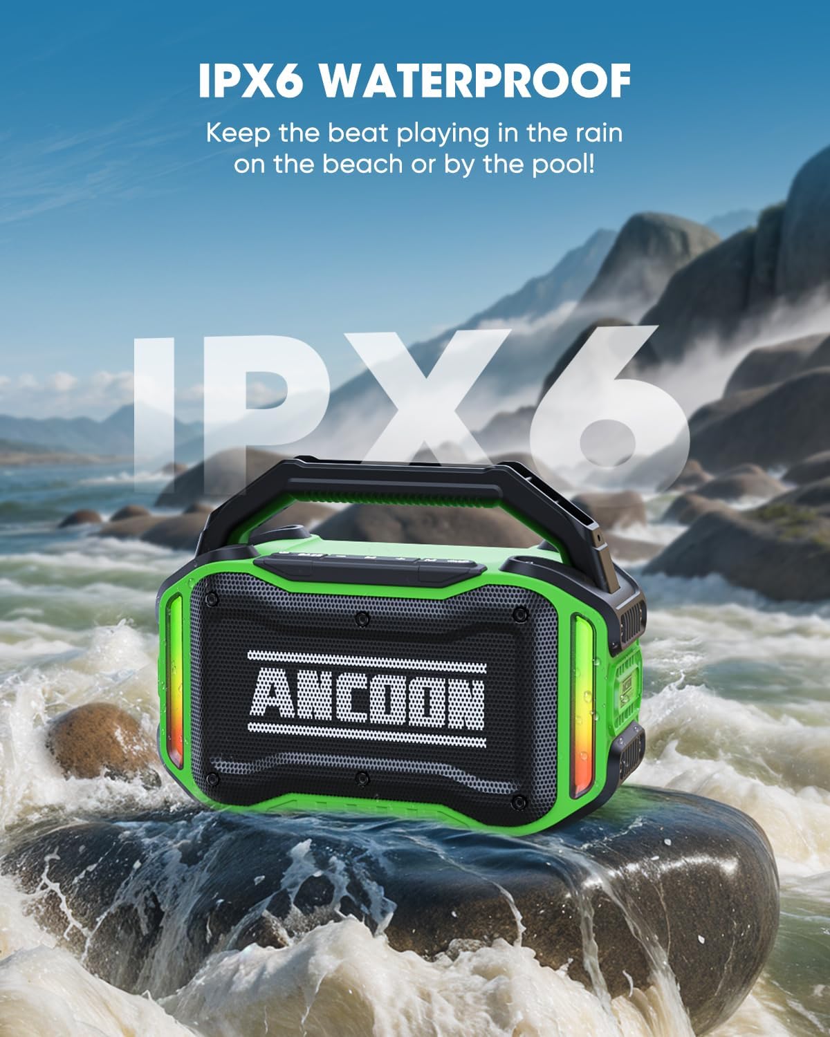 Speakers Bluetooth Wireless: 80W(Peak) Loud Speaker with Bass, 20H Playtime, IPX6 Waterproof, Large