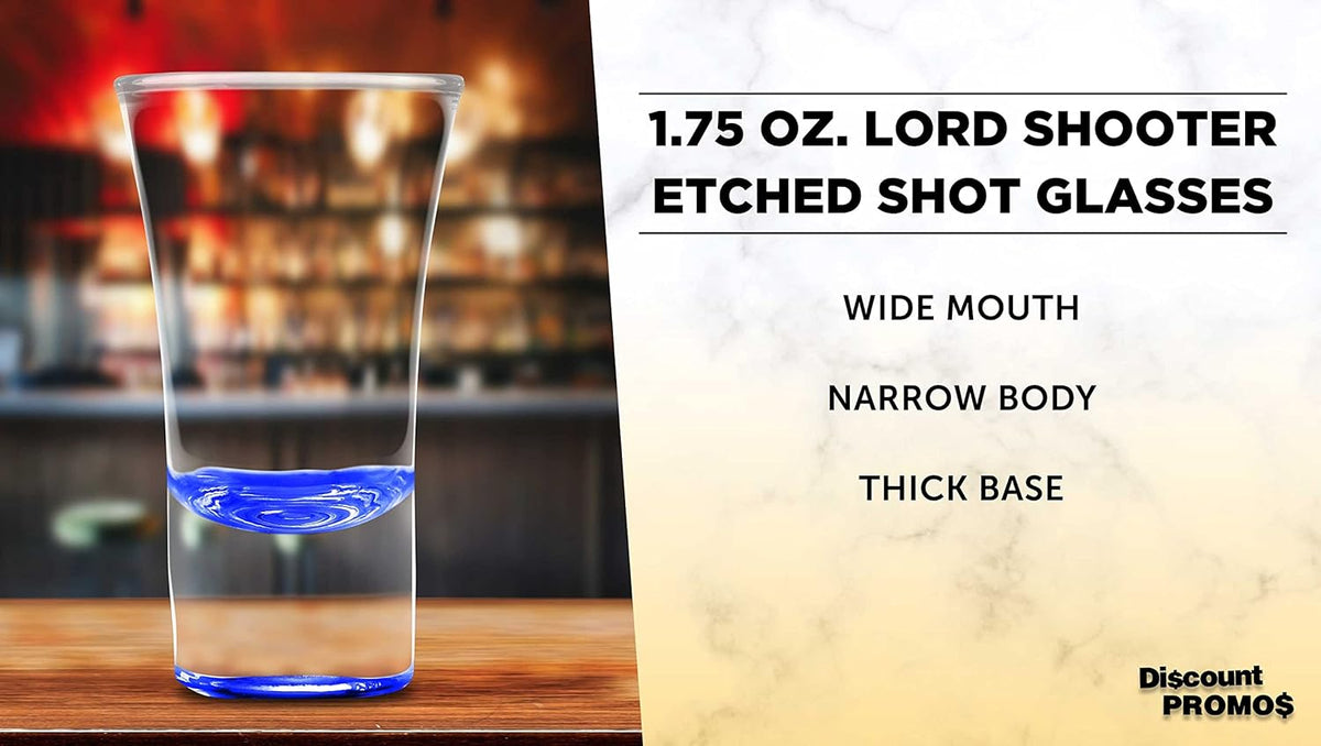 DISCOUNT PROMOS 2 oz. Lord Shooter Etched Shot Glasses, 10 pack, 21st Birthday Party, Lounge
