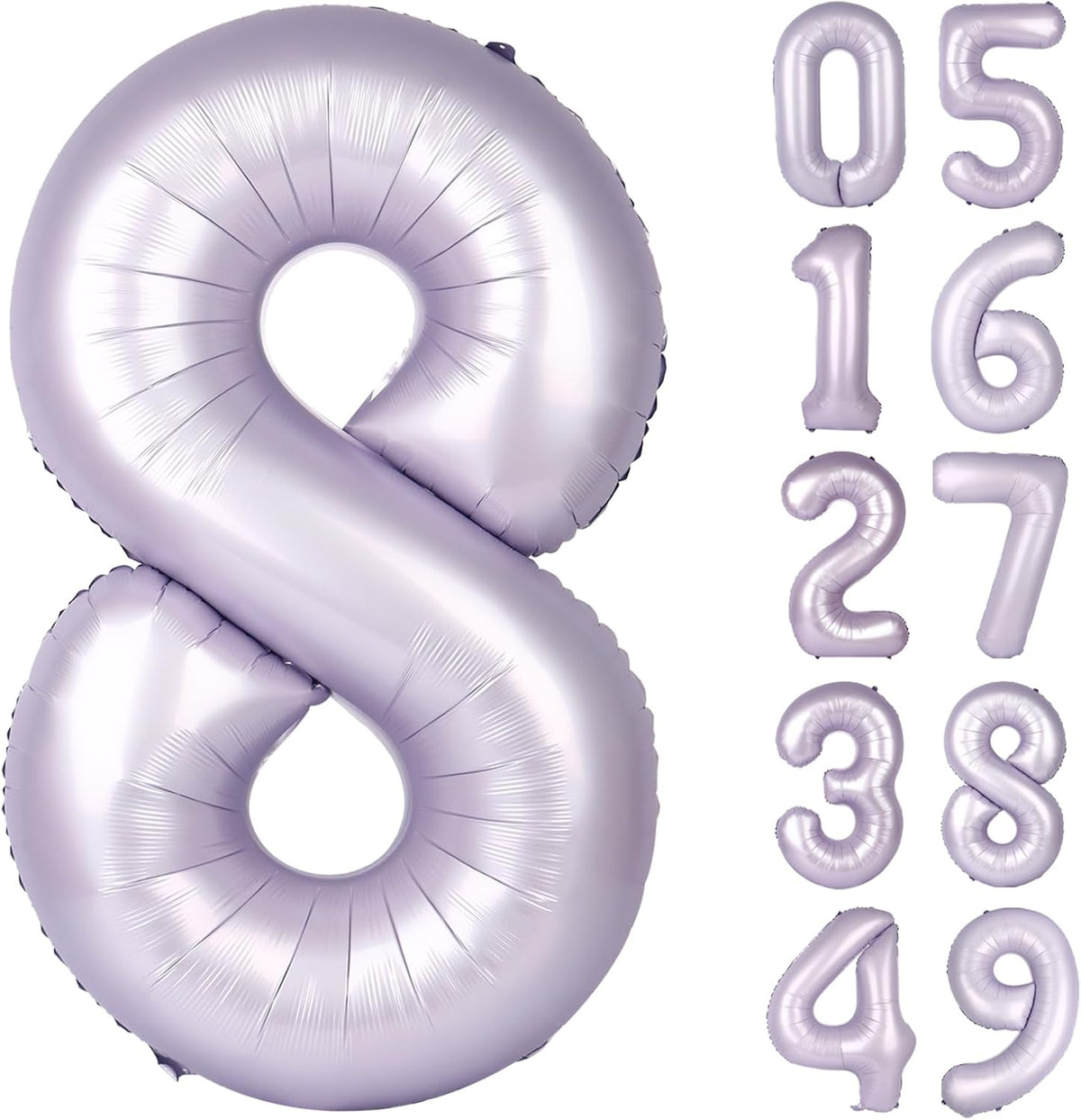 Lilac Foil Number 8 Balloon 40 Inch, Helium Mylar Eight Number 8 18 28 38 48 58 80 88 Birthday