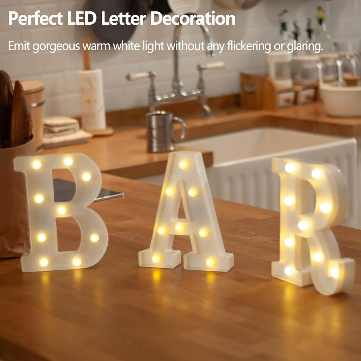 LED Marquee Letter Lights, Small Light Up Marquee BAR Sign, Decorative LED Alphabet Lamp, Battery