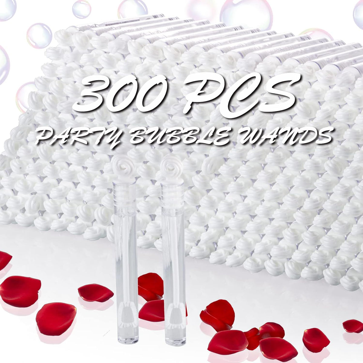 300 Pack Mini White Bubble Wand Party Favors, Perfect Bubble Stick Bulk Toy For Weddings Reception