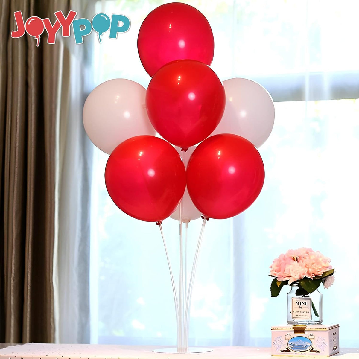 JOYYPOP 8 Sets Balloon Stand Kit For Table, Balloon Sticks with Base Birthday Graduation Party