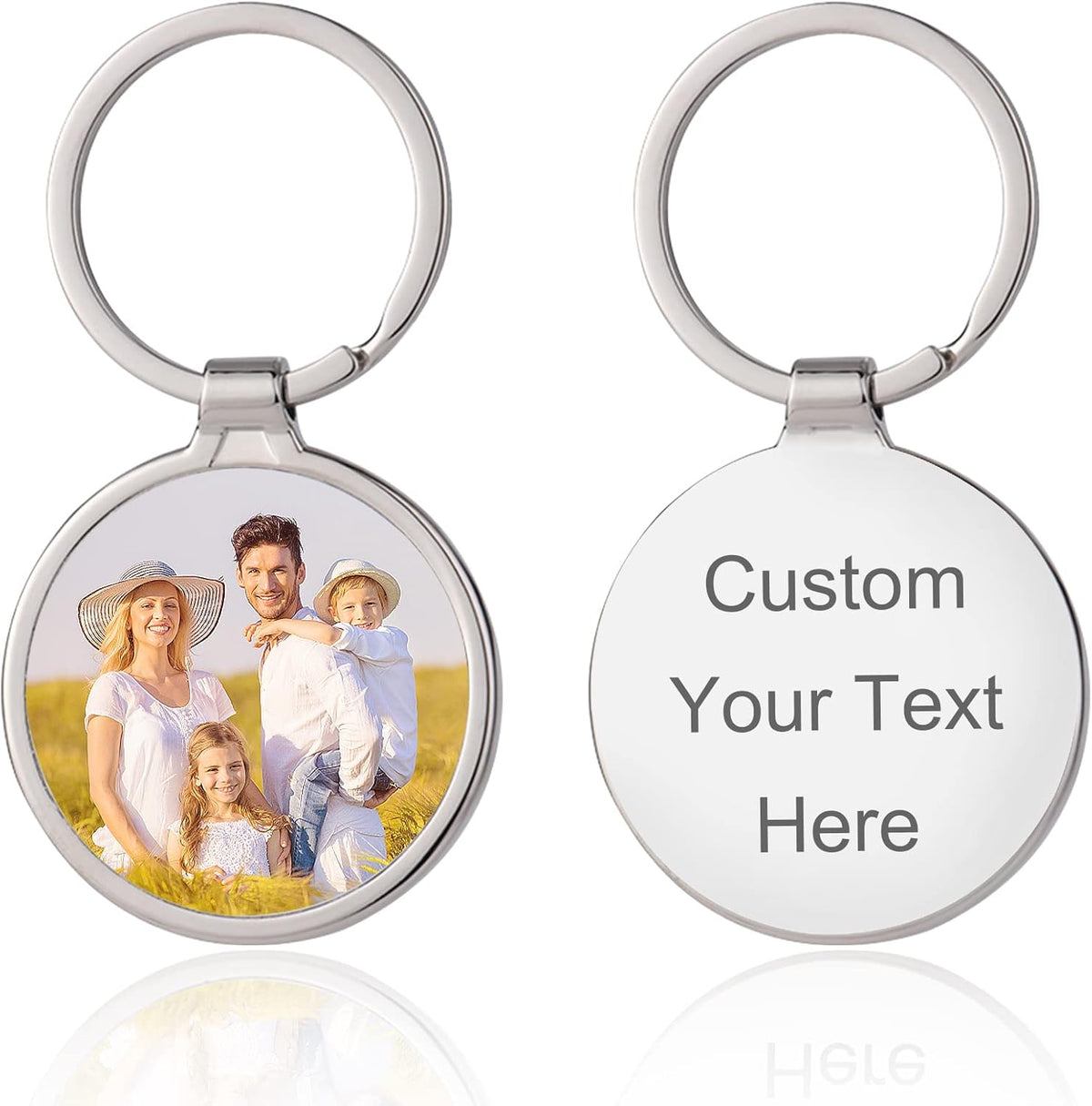 Personalized Custom Keychain with Picture - Turnable Double Sided Colorful Photo Key chains