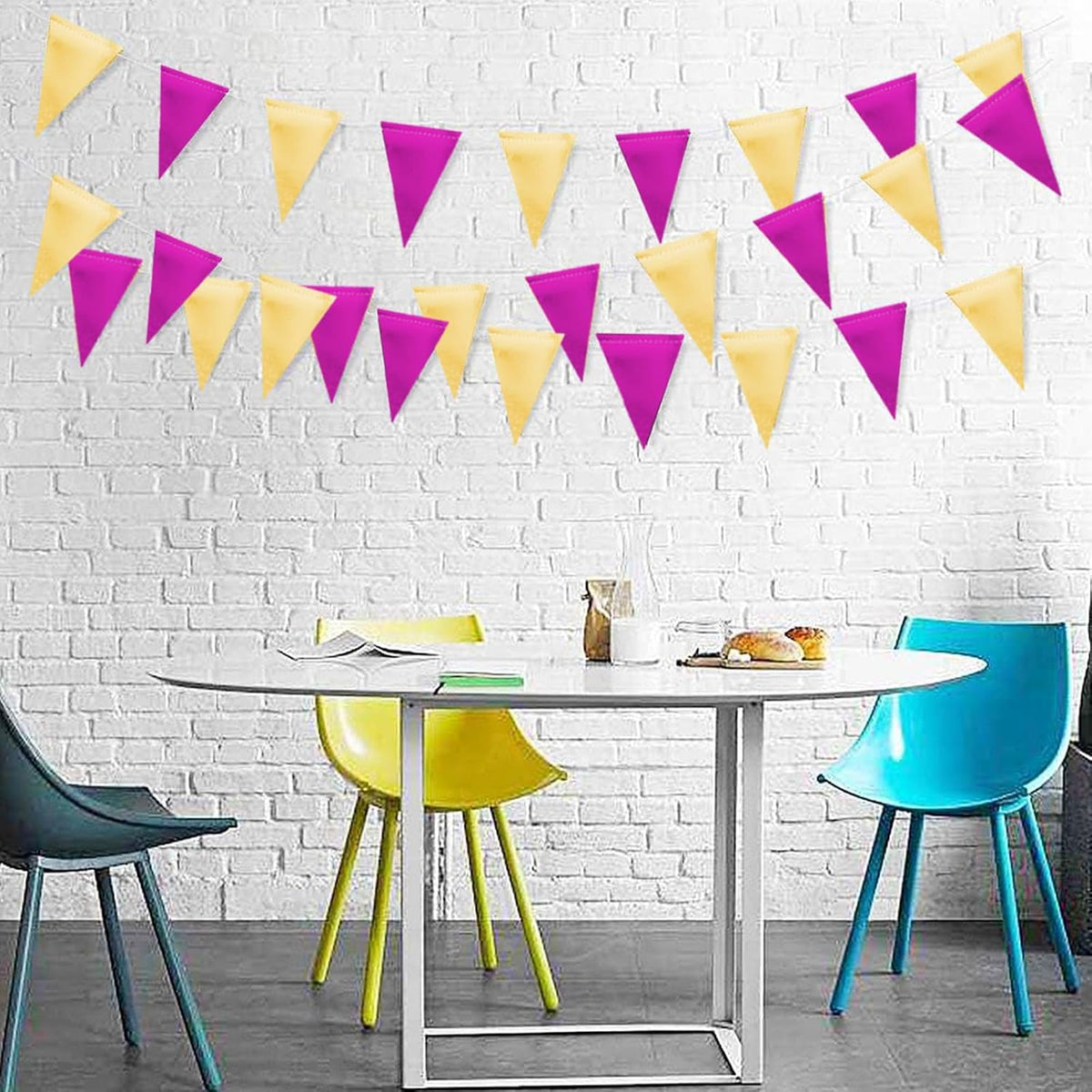 MerryNine Triangle Flag Bunting Banner, 3 Pack Vintage Style Pennant Banner for Wedding, Baby