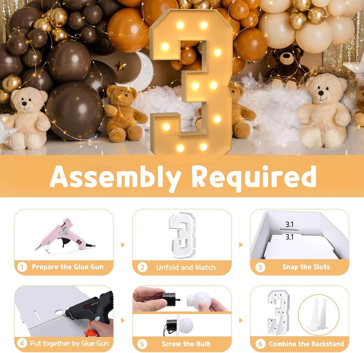 imprsv 4FT Marquee Numbers,DIY Light Up Numbers for 30th Birthday Decorations, Party Party