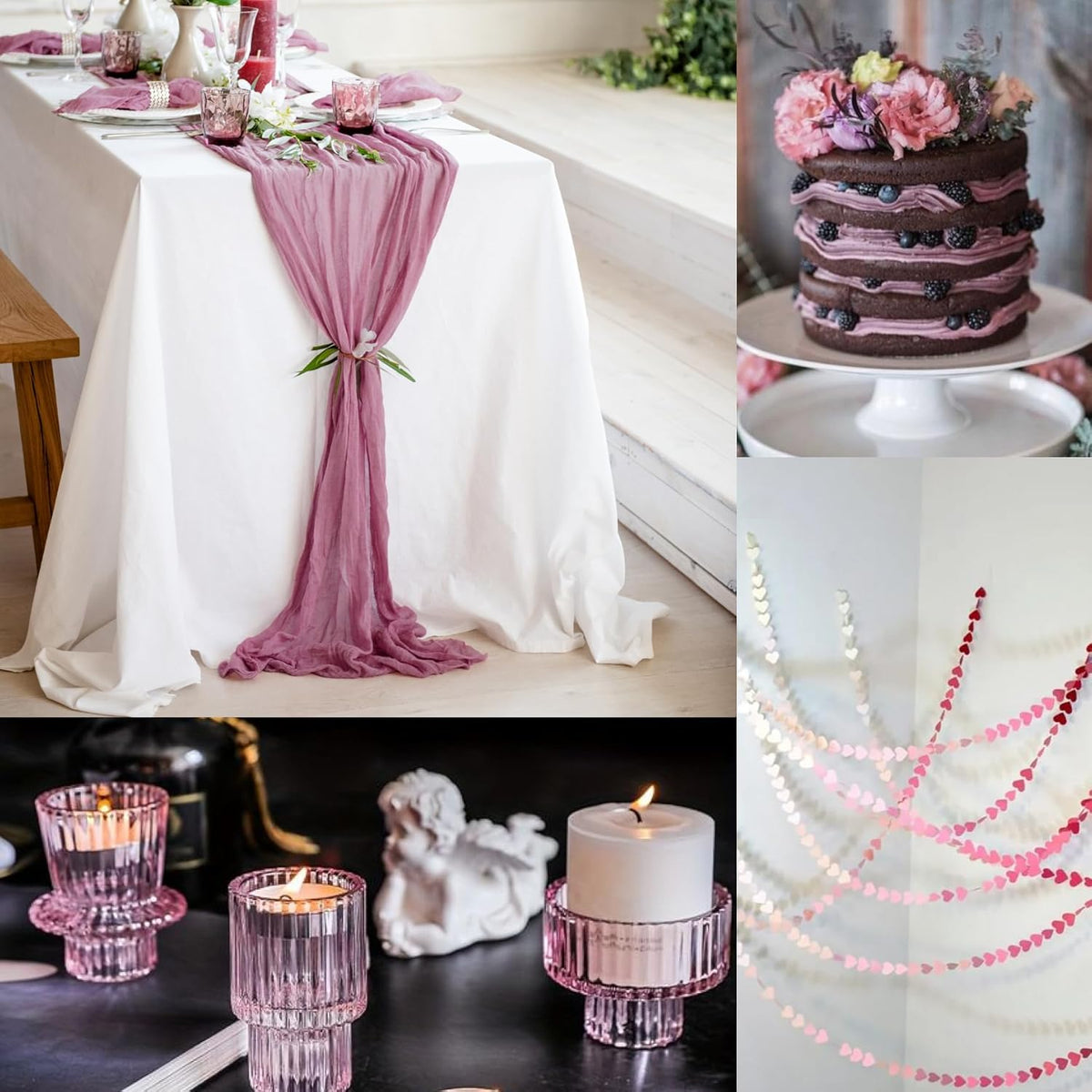 Dusty Pink Table Runner Cheesecloth 141'' Rustic Sheer Gauze Runner Farmhouse Wedding Runner